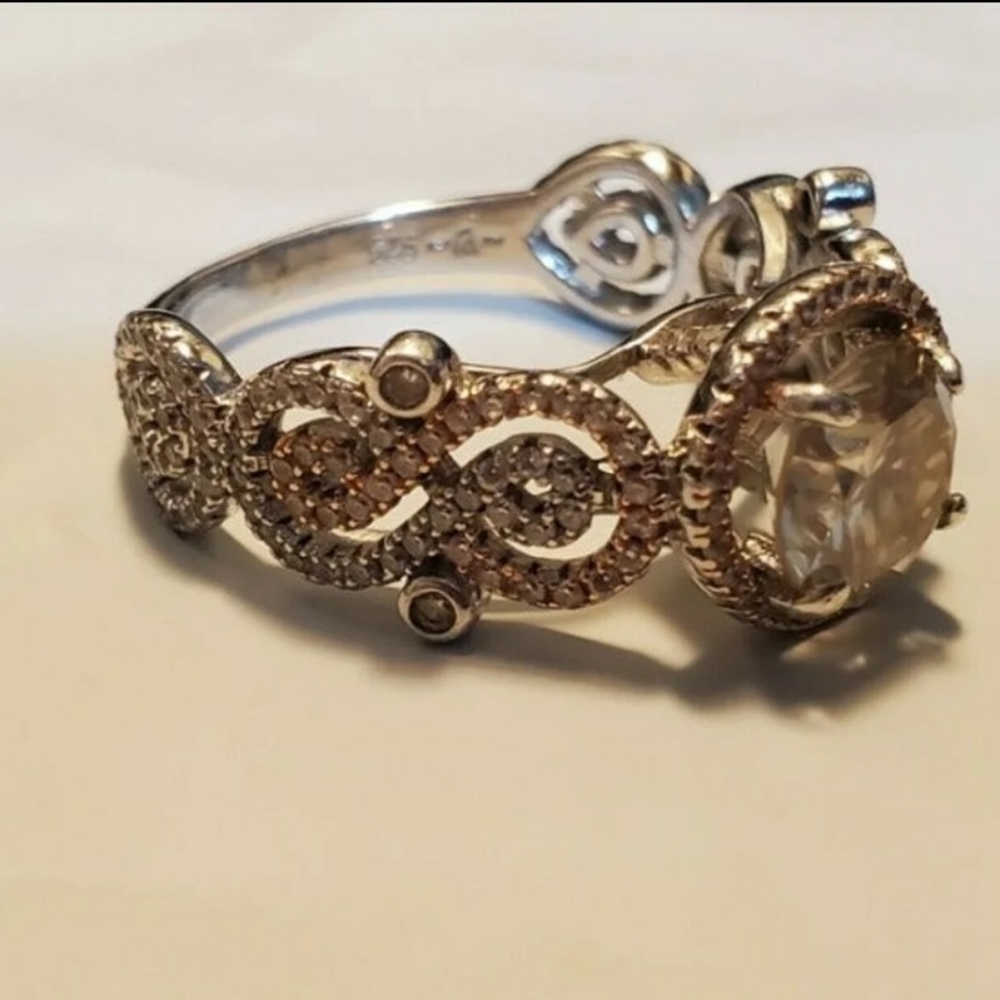 Size 10 7mm Moissanite. Sterling Silver